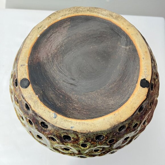 Handcrafted Green Ceramic Candle Holder With Perforated Design  Unique - Picture 3 of 5